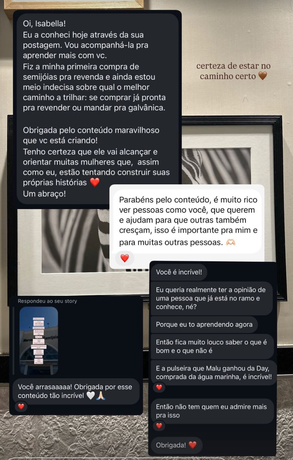 Print de mensagem de aluna agradecendo o conteúdo da Isabella